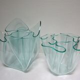 Two vases handkerchiefs Guzzini plexiglass lucite design 70s