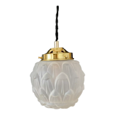 Vintage art deco globe pendant lamp in frosted glass