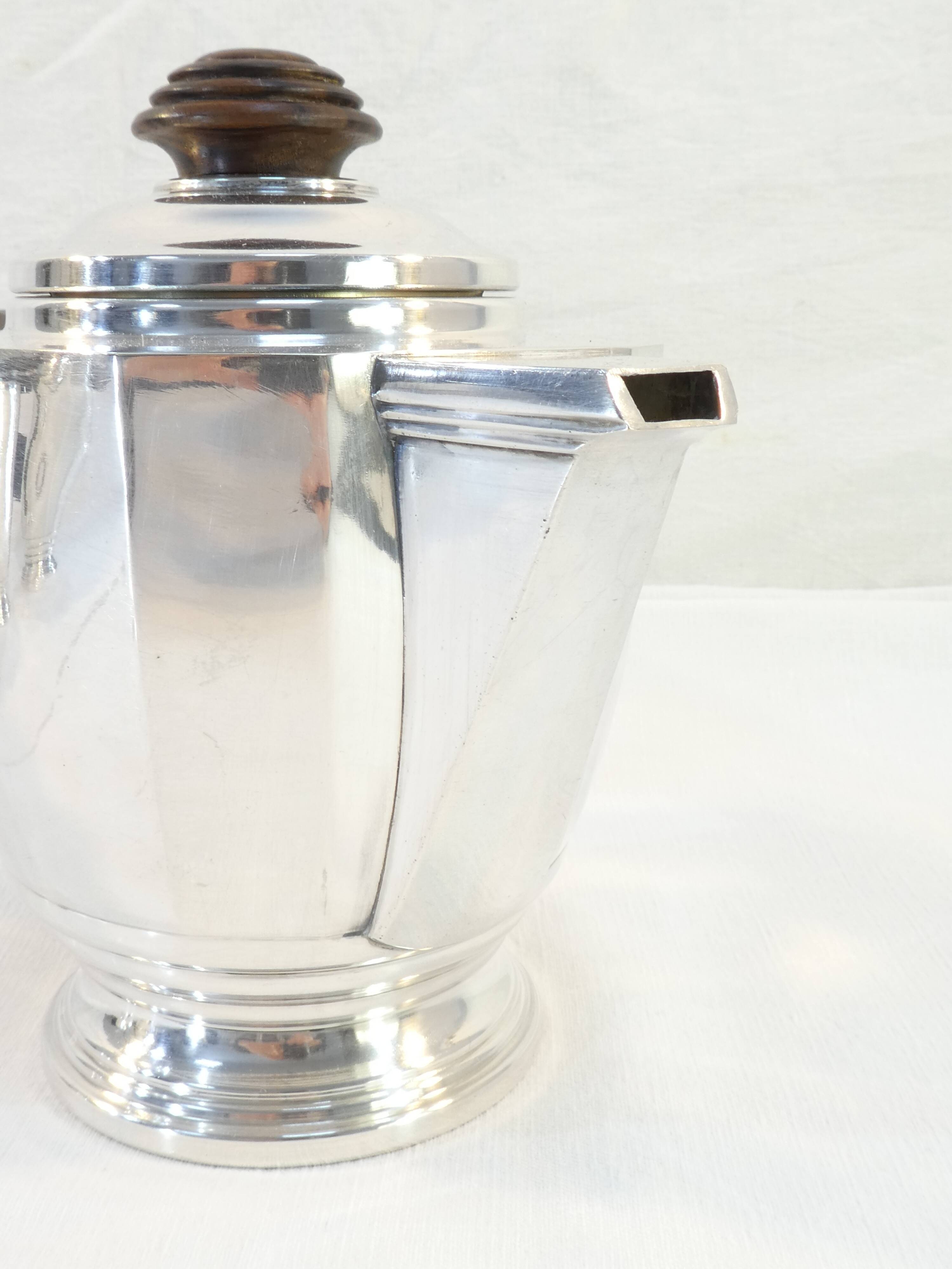 Silver metal coffee / tea service art deco 3 pieces