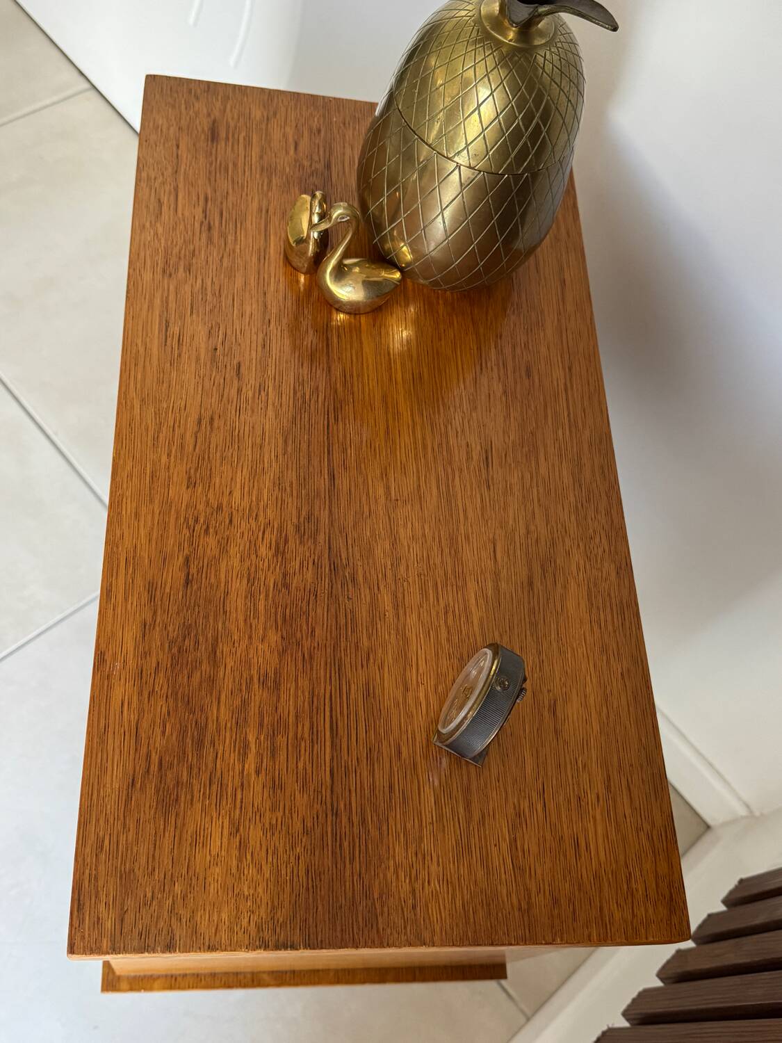 Vintage light wood bedside table