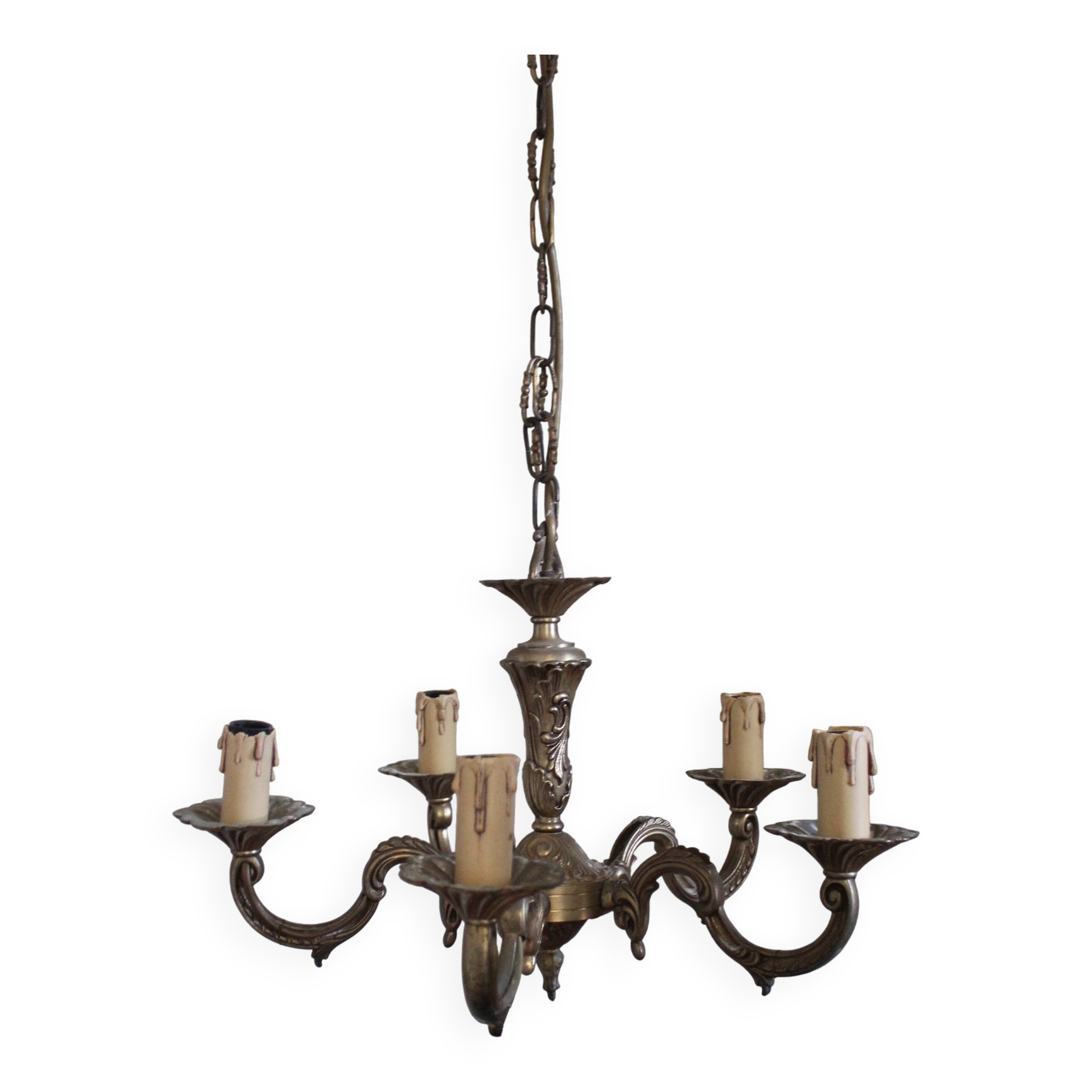 5-branch bronze chandelier