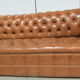 Sofa Chesterfield 3 seats patinated fawn leather