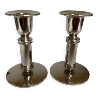 Pair of silver metal candlesticks