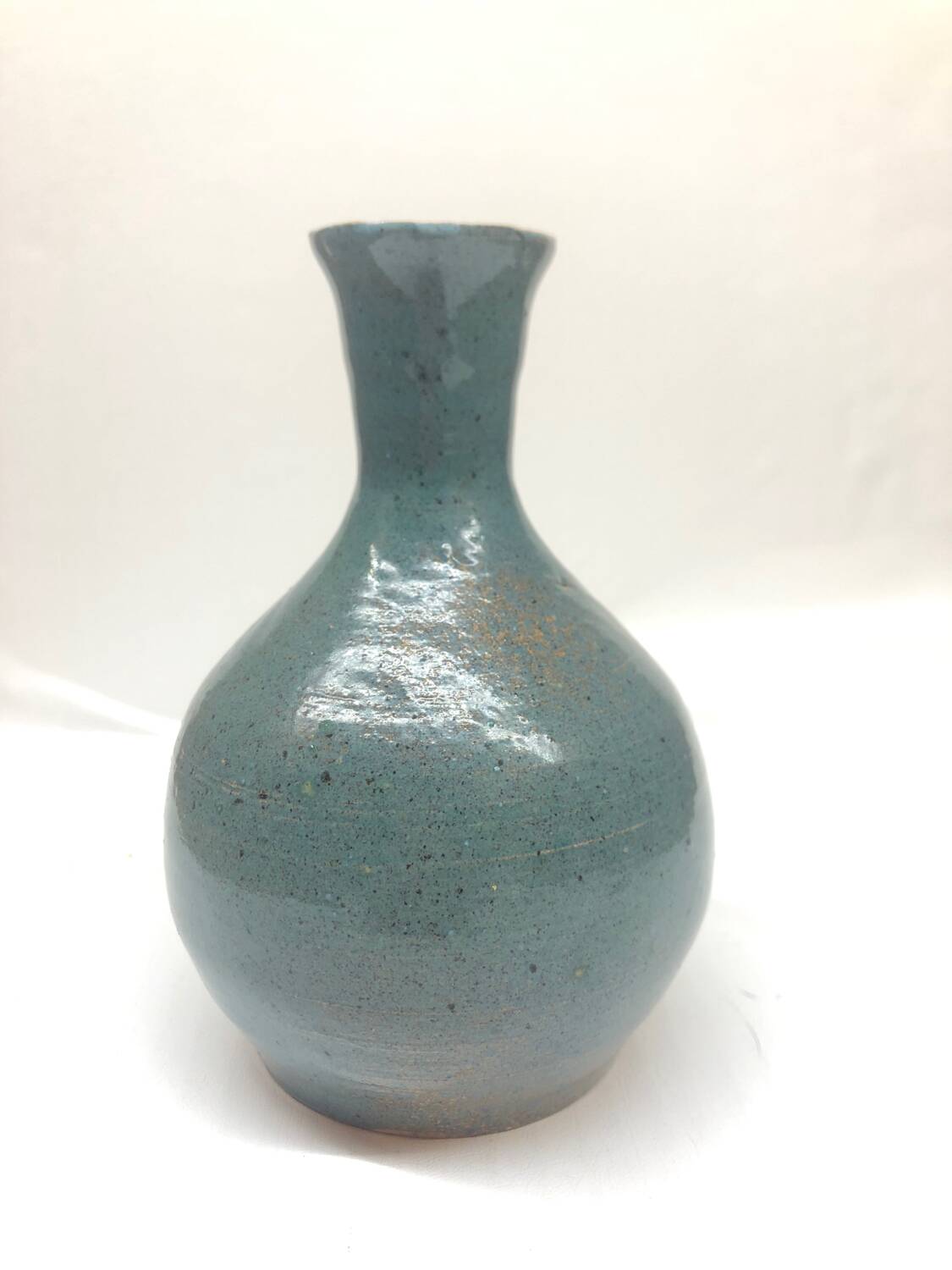 Light blue speckled ceramic vase