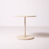 Table d'appoint/table basse ronde postmoderne en travertin, Italie, années 1980