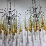 Lustre murano gouttes en cristal ambre