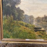 Old landscape painting signed