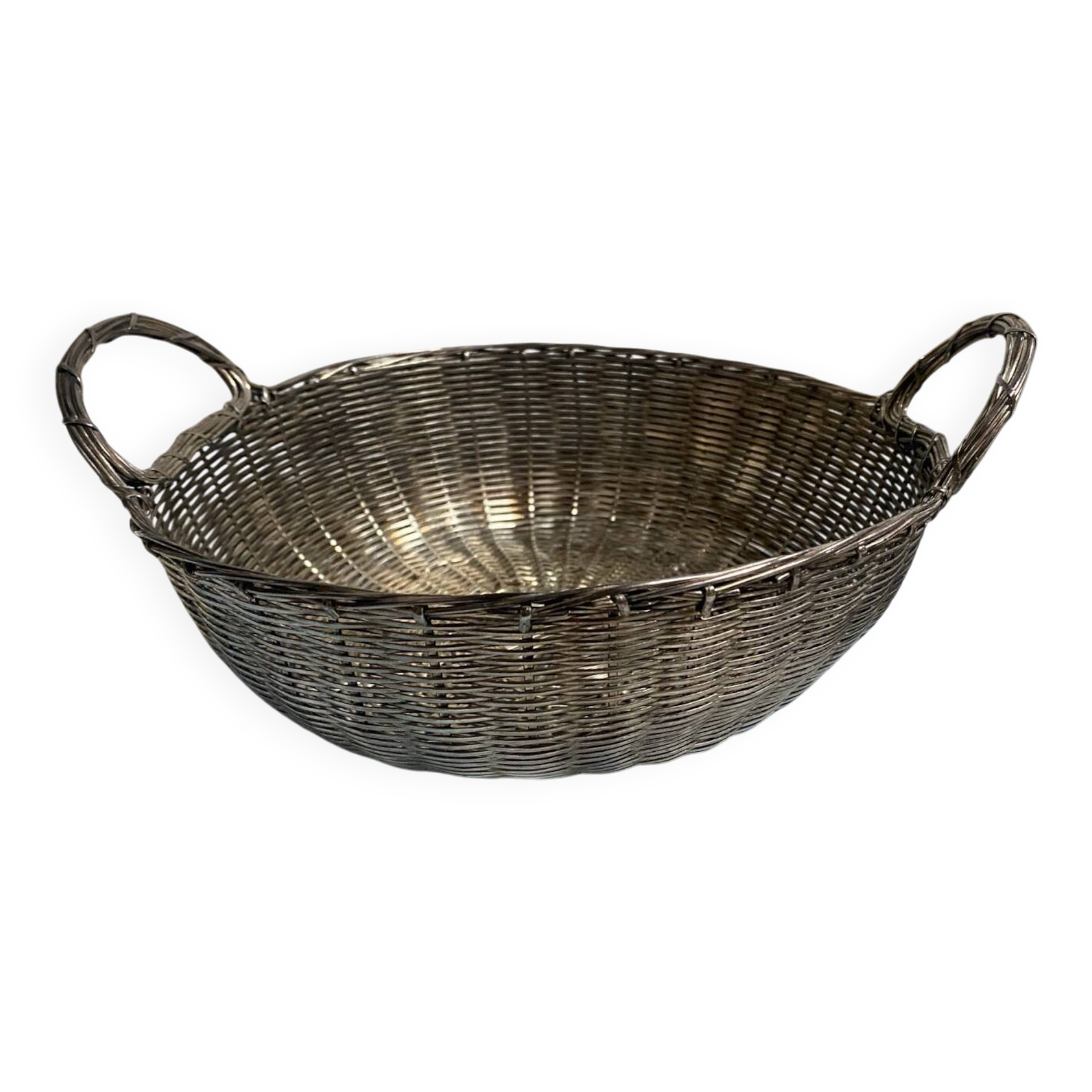 Antique silver metal wire basket