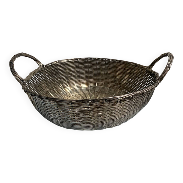 Corbeille en fil métallique en métal argenté ancienne