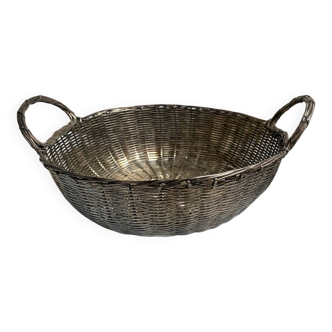 Corbeille en fil métallique en métal argenté ancienne