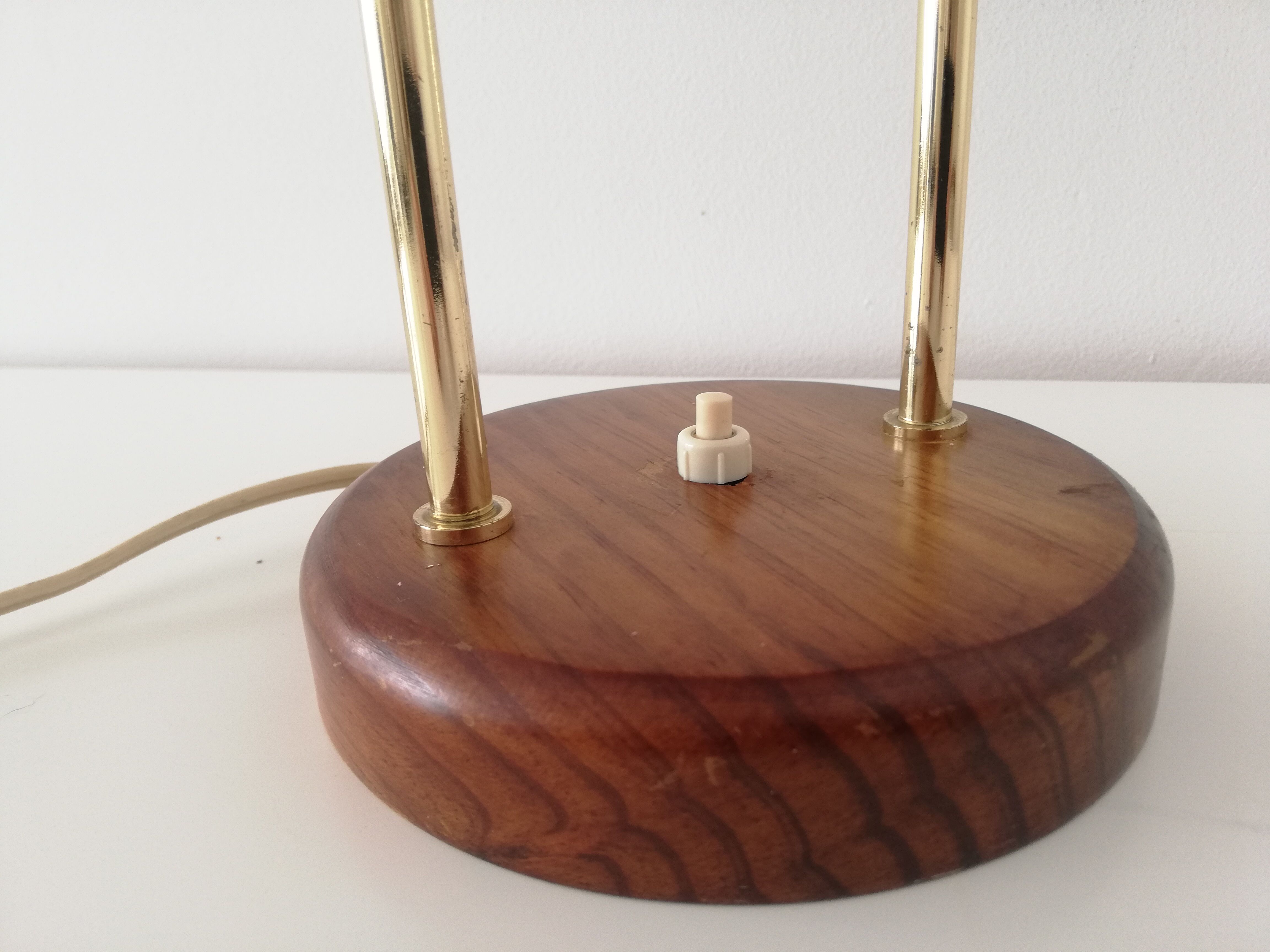 Glass wood library table lamp