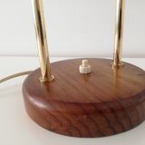 Glass wood library table lamp