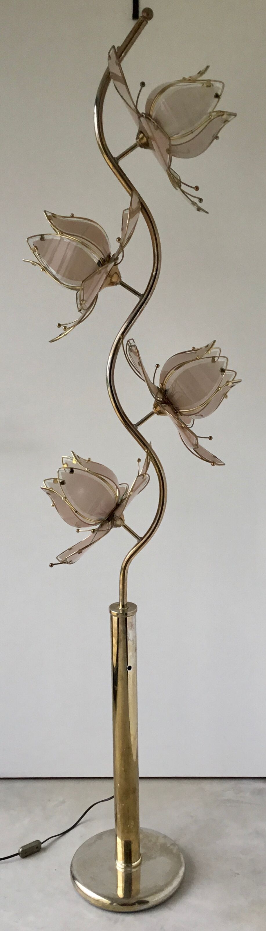 Hollywood Regency Lotus Flower Floor Lamp, Italian Design 1970s