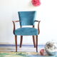 Paire de fauteuils bridge art déco en velours bleu