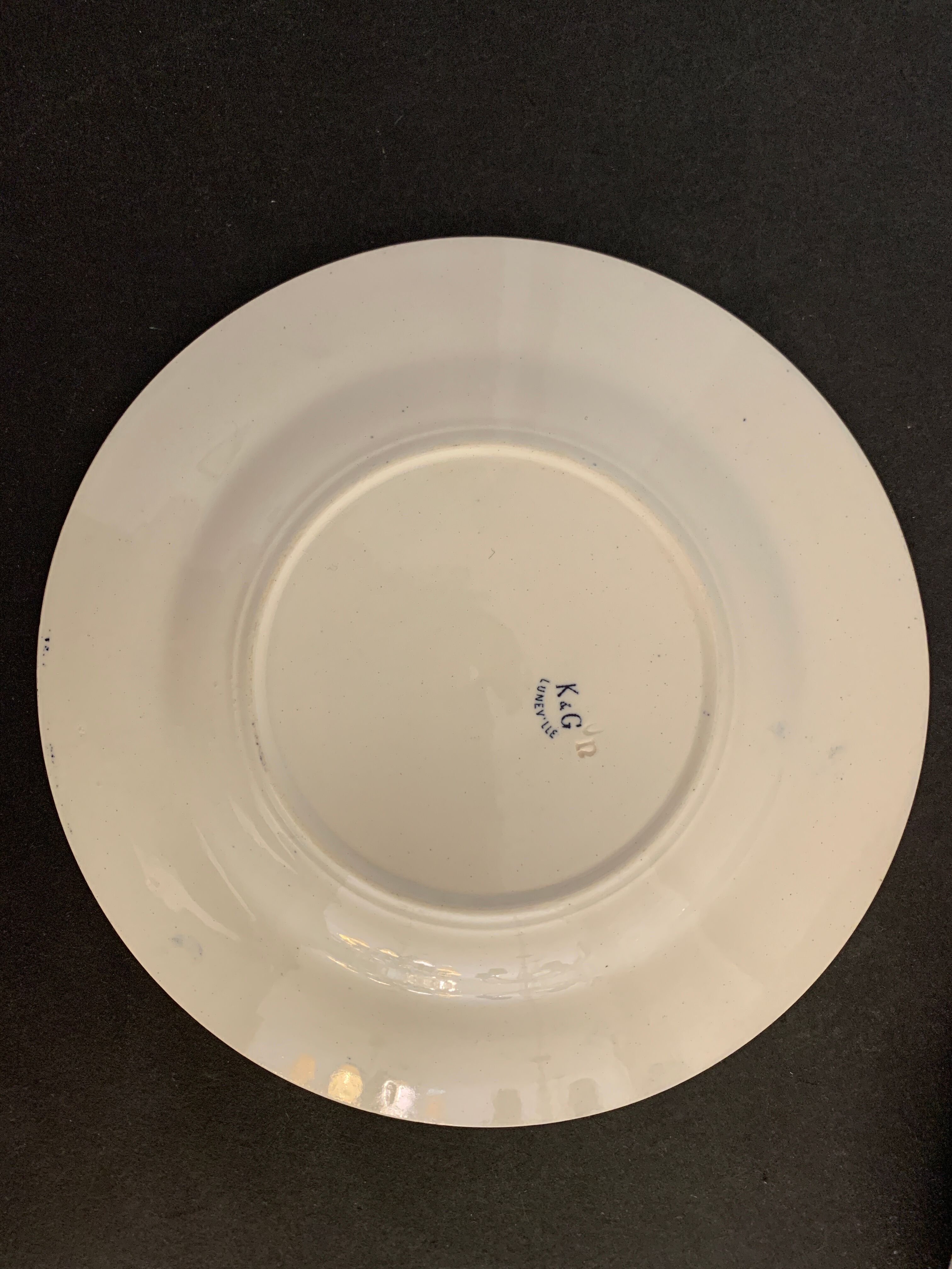 6 dessert plates and old earthenware dish, KG Lunéville