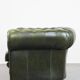 English Chesterfield 2-seater sofa in green cowhide leather