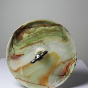 Rare display stand in green onyx and silver-plated metal, Italy, vintage 1935-1955.