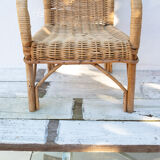 Wicker and rattan armchair for children