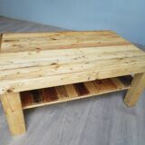 Raw coffee table with shelf