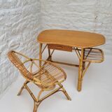 Rattan desk and chair