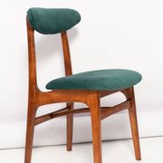 Green velvet Mid-Century chair designed by Rajmund Hałas, Poland, 1960s.