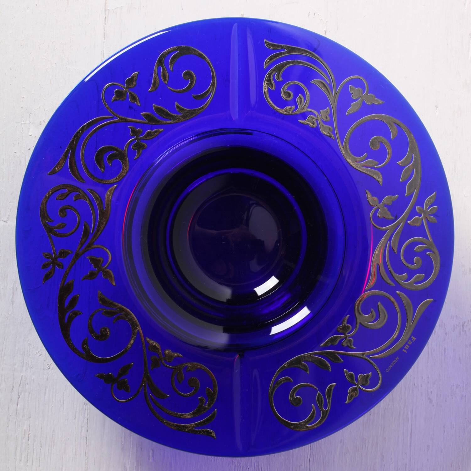 Rare Cobalt Blue Crystal and Silver Bowl / Fani Argento / Florence / 1930s