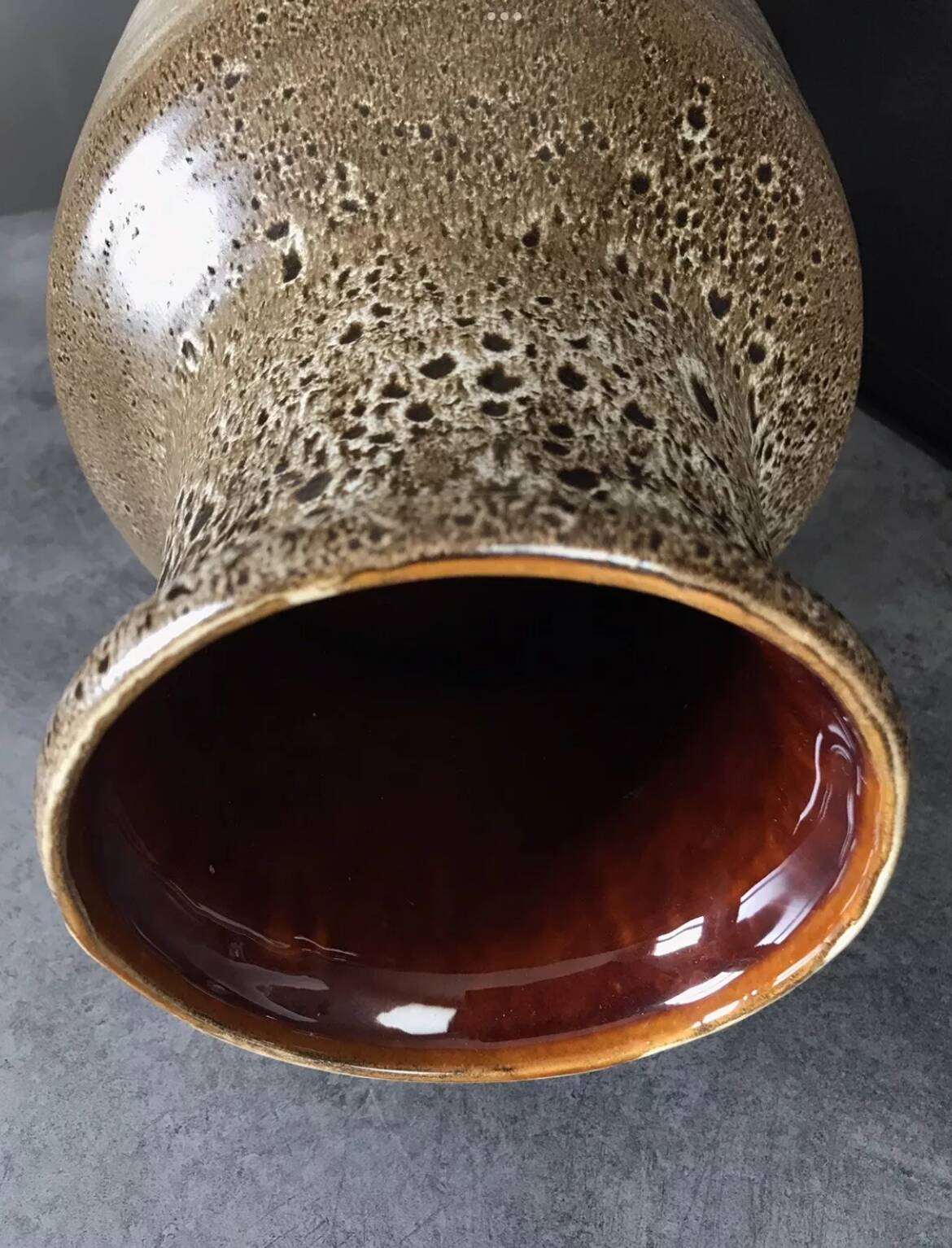 Saint clement ceramic vase with rock decoration 1950/60 38 cm