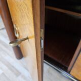 Art Decò Sideboard in Mahogany and Maple with Black Glass and Brass Finishi