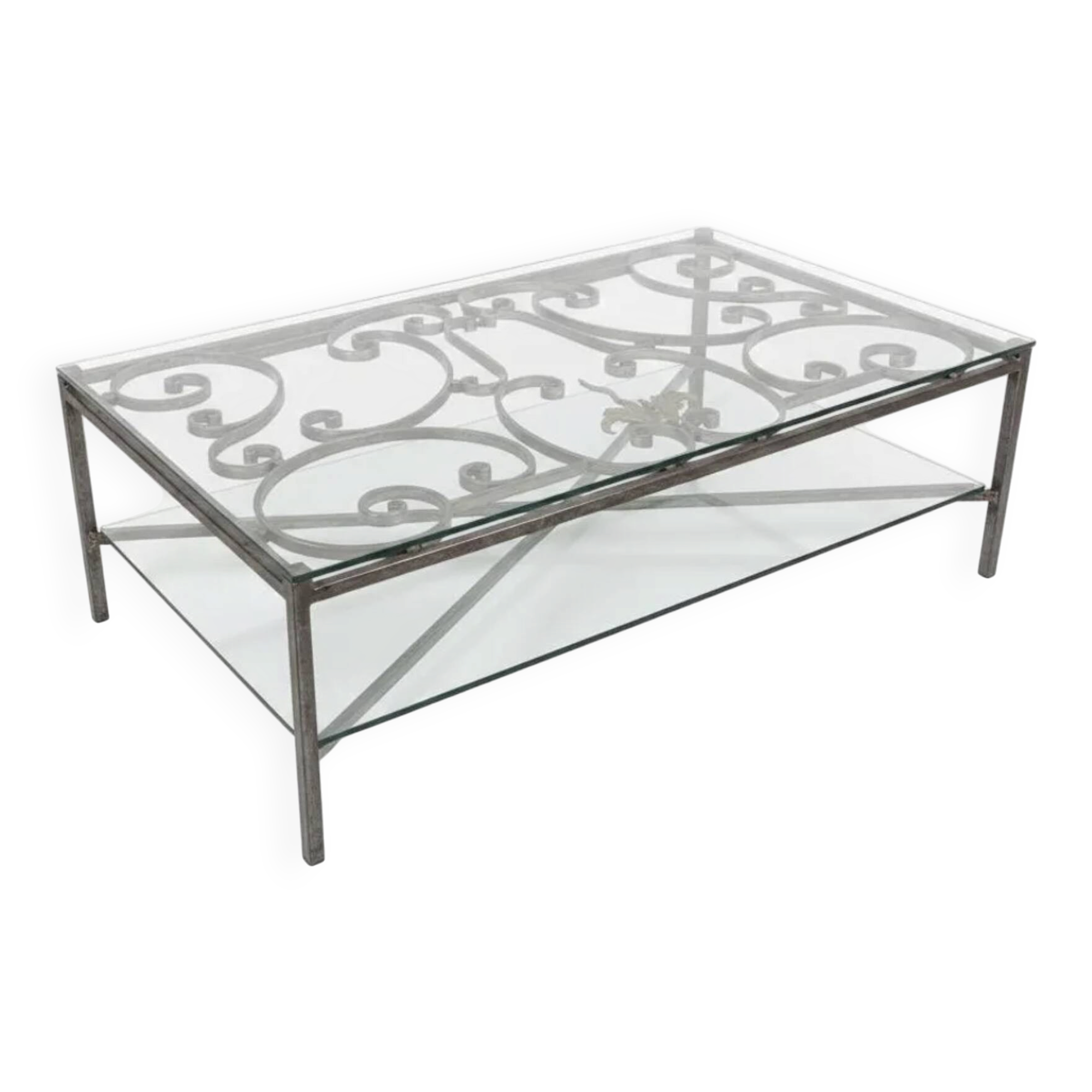 Wrought iron coffee table - Old Parisian balcony railing