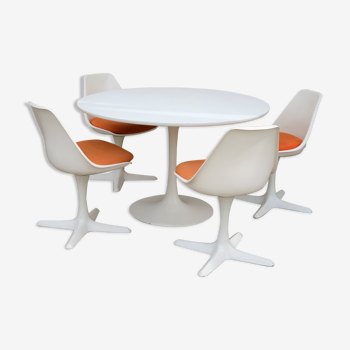 Maurice Burke tulip table and chairs for Arkana