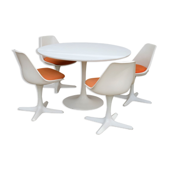 Maurice Burke tulip table and chairs for Arkana