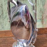 Vintage foldable table holder in silver metal