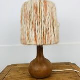 Wooden ball lamp with wool lampshade, 1960s