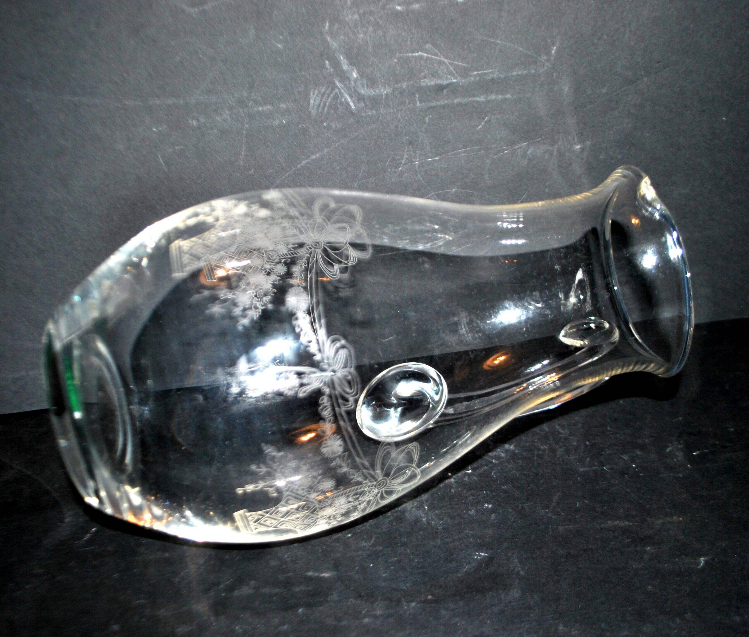 Antique Louis XVI ribbon basket carafe pitcher acid etching pantogravure