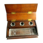 Encrier de bureau, 3 encriers avec un ravier en verre: Copying, Red, Black