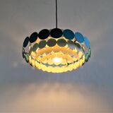 Bright Petrol and White Metal Pendant Lamp by Doria Leuchten, Germany 1960s