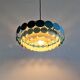 Bright Petrol and White Metal Pendant Lamp by Doria Leuchten, Germany 1960s