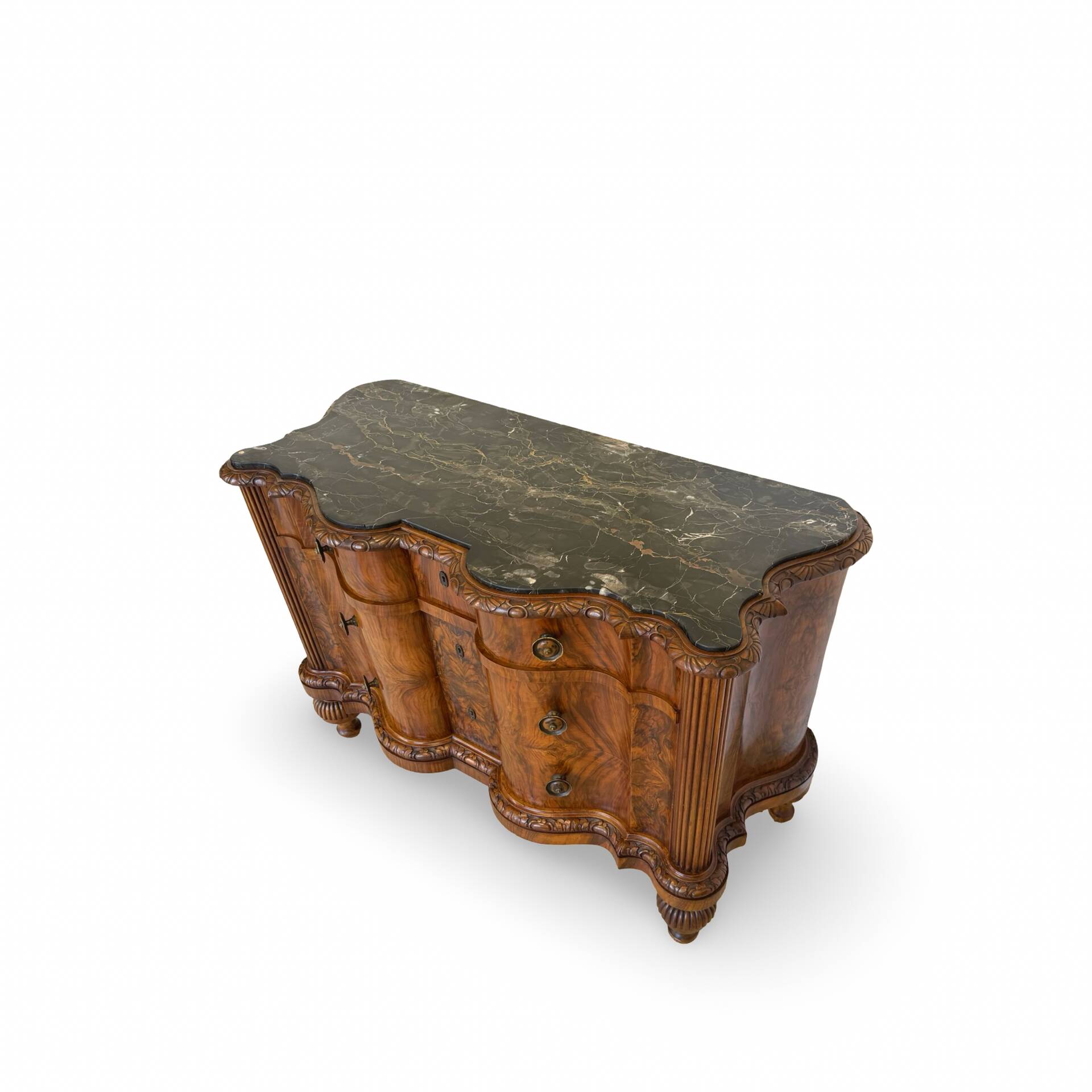 antique walnut serpentine commode
