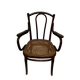 Thonet armchair stamped with curved wooden armrests and caning from the 19th century.