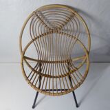 Armchair rattan shell metal