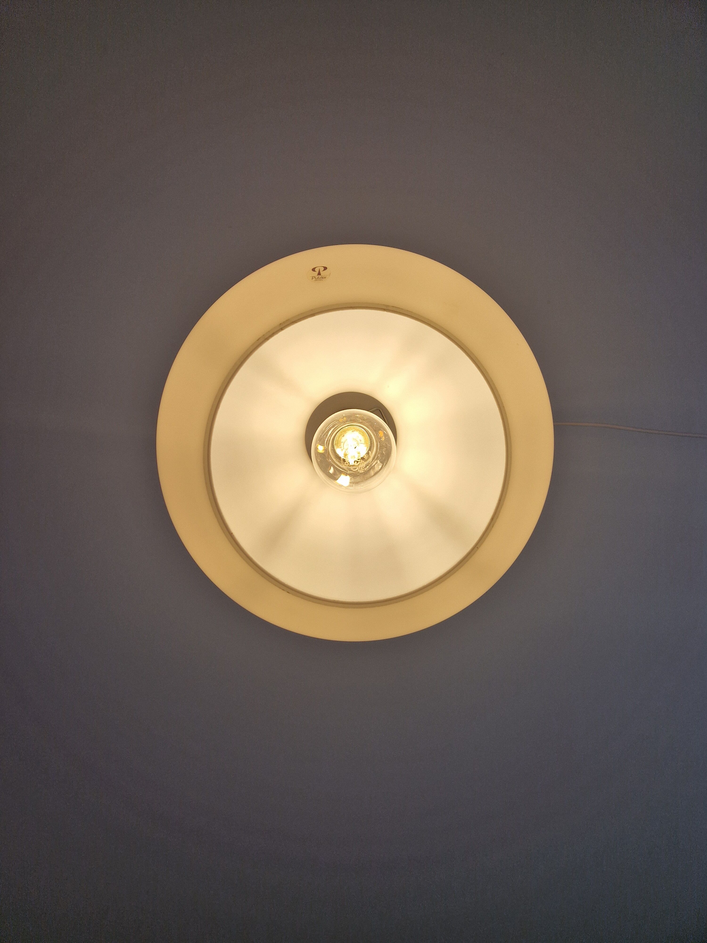 White opaline pendant lamp, Peill & Putzler, 70s