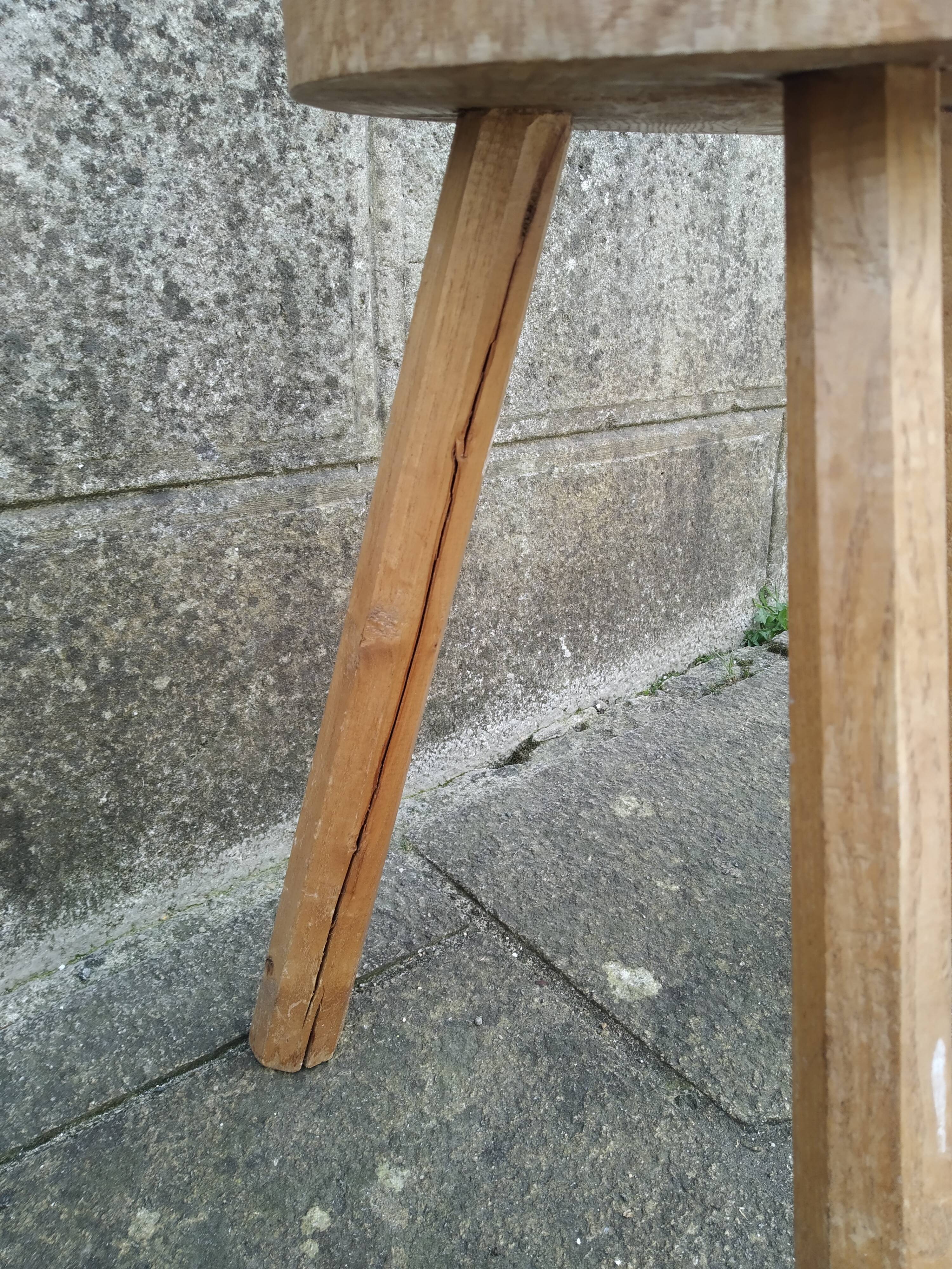 Pair of brutalist wood stools