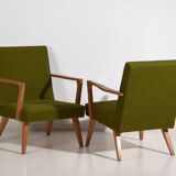 2 green armchairs, circa 1950