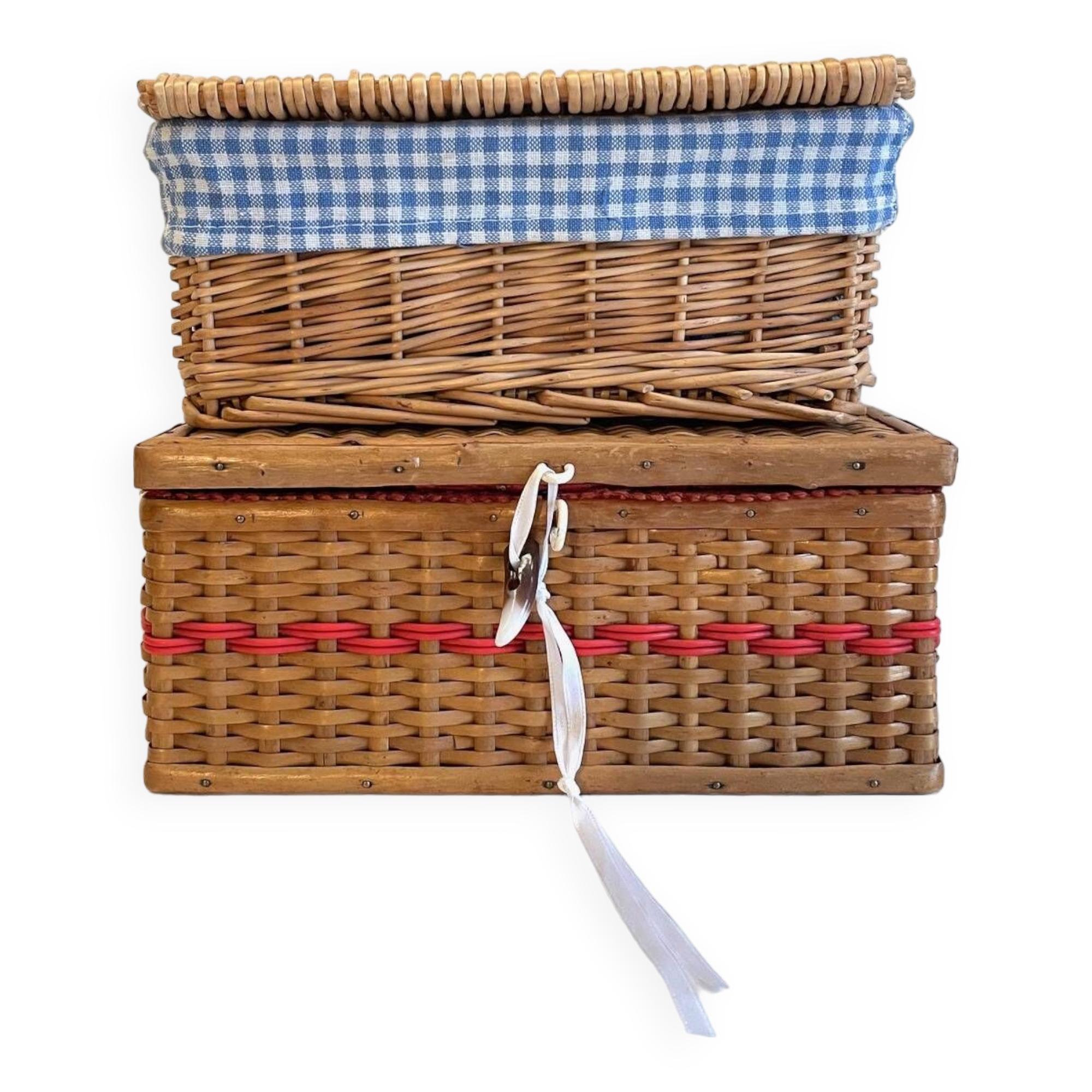 2 chanel boxes in vintage rattan