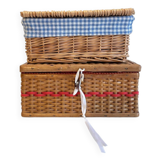 2 chanel boxes in vintage rattan