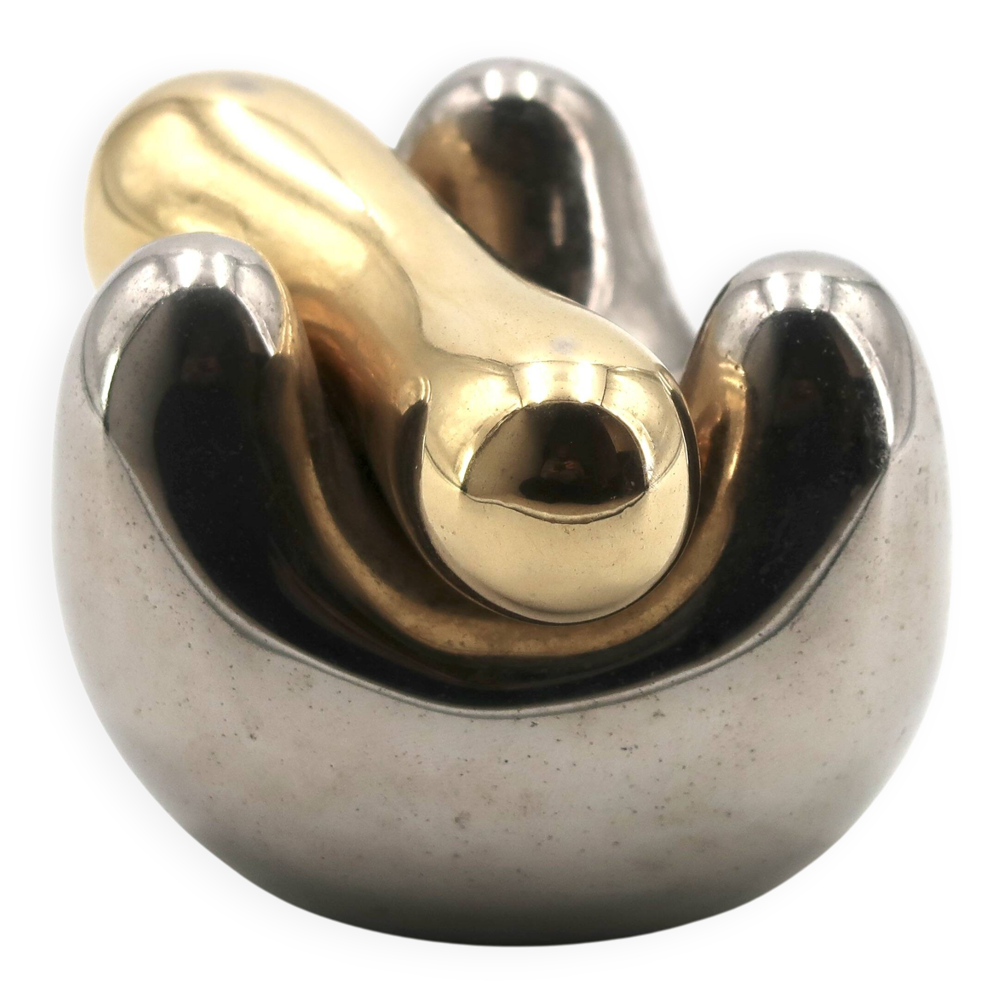 Gold and silver abstract sculpture, free form, 1970s