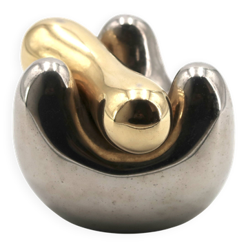 Gold and silver abstract sculpture, free form, 1970s