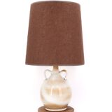 Beige marsh sandstone lamp with handles, brown lampshade