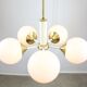 Mid-century Modern Italian Brass and Opaline Sputnik Chandelier