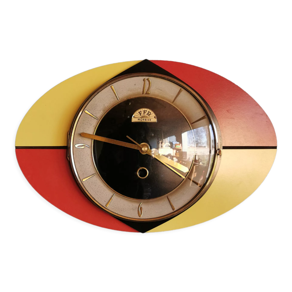 Horloge formica vintage pendule murale "Comptoir Nantais&quot